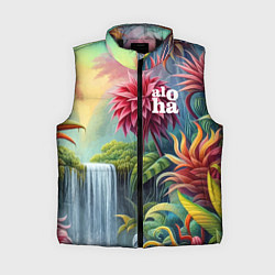 Женский жилет Гавайские тропические цветы - алоха, цвет: 3D-черный