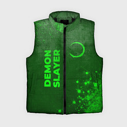 Женский жилет Demon Slayer - green gradient вертикально, цвет: 3D-черный