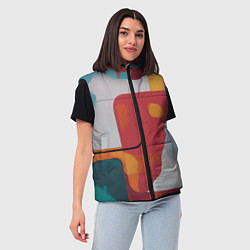 Женский жилет Абстракция с прямоугольниками, цвет: 3D-красный — фото 2