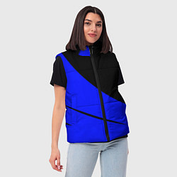 Женский жилет Чёрный с синим двуцветный с полосой, цвет: 3D-черный — фото 2