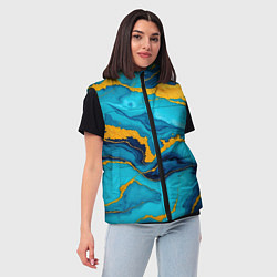 Женский жилет Синяя абстракция с золотым, цвет: 3D-черный — фото 2