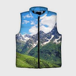 Женский жилет Домбай - горный пейзаж на Северном Кавказе, цвет: 3D-черный