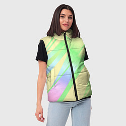 Женский жилет Жёлто-зелёный полосатый, цвет: 3D-черный — фото 2