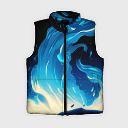 Женский жилет Бело-синее пламя из абстрактных красок, цвет: 3D-черный