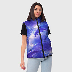 Женский жилет Дельфины в волшебном море паттерн, цвет: 3D-черный — фото 2