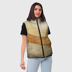 Женский жилет Бежево-золотые полосы с блестками, цвет: 3D-светло-серый — фото 2