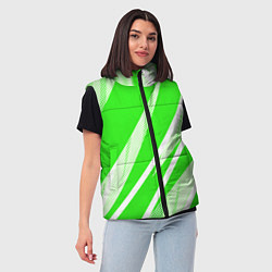 Женский жилет Яблочный зелёный абстракция с полосами, цвет: 3D-светло-серый — фото 2