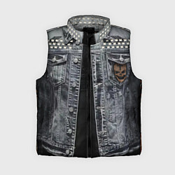 Женский жилет Джинсовка с черепом и татуировкой дракона, цвет: 3D-светло-серый
