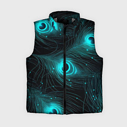 Женский жилет Светящиеся перья павлина паттерн, цвет: 3D-светло-серый