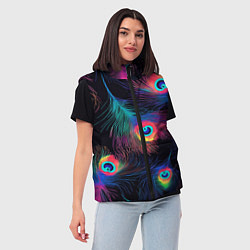 Женский жилет Павлиньи перья - разные оттенки, цвет: 3D-черный — фото 2