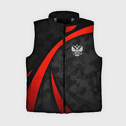 Женский жилет Герб России - черный камуфляж