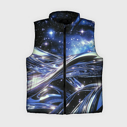 Женский жилет Закрученные линии и звезды - космическая абстракци, цвет: 3D-черный