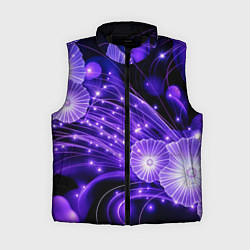Женский жилет Силуэты цветов на темном фоне - фиолетовое свечени, цвет: 3D-черный