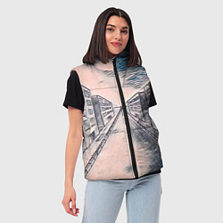 Женский жилет Сумрачный город, цвет: 3D-черный — фото 2