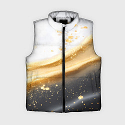 Женский жилет Черно-золотая текстура на белом, цвет: 3D-черный
