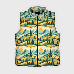 Женский жилет Горные пейзажи ретро стиль, цвет: 3D-черный