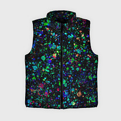 Женский жилет Чёрный с брызгами сине-зелёными абстракция, цвет: 3D-черный