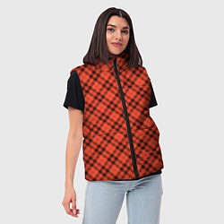 Женский жилет Черно оранжевый в косую клетку, цвет: 3D-черный — фото 2