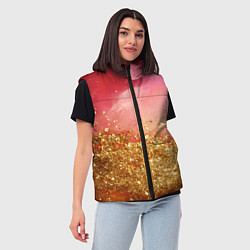 Женский жилет Золотая пыльца на розовой текстуре, цвет: 3D-черный — фото 2