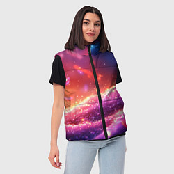 Женский жилет Фиолетовые и красные оттенки текстура, цвет: 3D-черный — фото 2