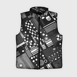 Женский жилет Тёмный серый абстракция квадраты кружочки, цвет: 3D-черный