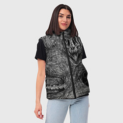 Женский жилет Черепа динозавров - эскиз, цвет: 3D-черный — фото 2