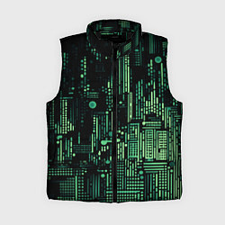 Женский жилет Чёрно-зелёный абстракция точки полоски, цвет: 3D-черный