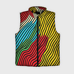 Женский жилет Абстрактные цветные линии, цвет: 3D-черный
