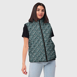 Женский жилет Холодный синий паттерн искажённые спирали, цвет: 3D-черный — фото 2