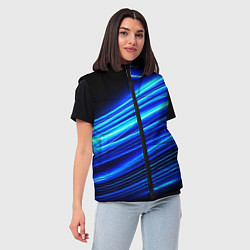 Женский жилет Синие неоновые линии краски, цвет: 3D-черный — фото 2