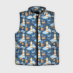 Женский жилет Маяк в облаках, цвет: 3D-черный