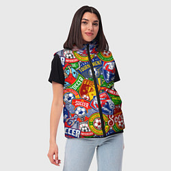 Женский жилет Футбольные лиги паттерн, цвет: 3D-черный — фото 2
