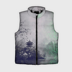 Женский жилет Рыбацкий домик на берегу озера, цвет: 3D-черный