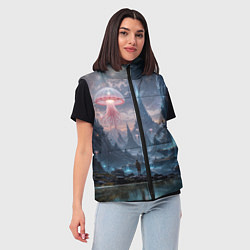 Женский жилет Фантастический мир с медузами и озеро у гор, цвет: 3D-черный — фото 2