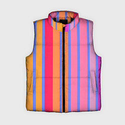 Женский жилет Теплые цветные полосы, цвет: 3D-черный