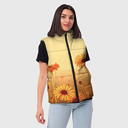 Женский жилет Цветы на закате, цвет: 3D-черный — фото 2
