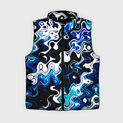 Женский жилет Абстракция разлитые краски чёрно-сине-белый