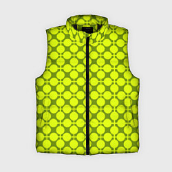 Женский жилет Желто зеленый неоновый узор ретро в горох, цвет: 3D-черный