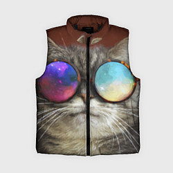Женский жилет A Cat with multicolored glasses