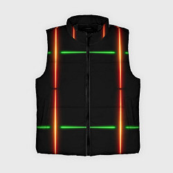 Женский жилет Color black green orange lines, цвет: 3D-черный