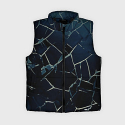 Женский жилет Тёмный чёрно-синий битые плиты, цвет: 3D-черный