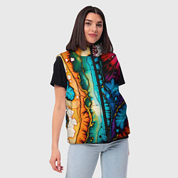 Женский жилет Разноцветный узор, цвет: 3D-черный — фото 2