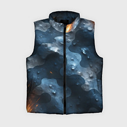 Женский жилет Синий камуфляж с каплями, цвет: 3D-черный