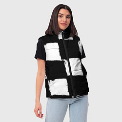 Женский жилет Черные квадраты в виде шахматной доски, цвет: 3D-черный — фото 2