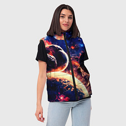 Женский жилет Фантастический космос планеты, цвет: 3D-черный — фото 2