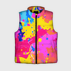 Женский жилет Яркие пятна акриловой краски на стене, цвет: 3D-черный