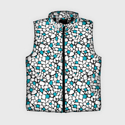 Женский жилет Мелкий синий белый мозаичный узор на черном, цвет: 3D-черный