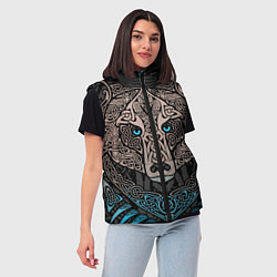 Женский жилет Медведь в виде древнего орнамента символов, цвет: 3D-черный — фото 2
