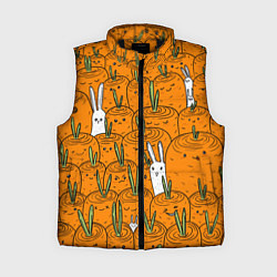 Женский жилет Милый кролики в морковном поле, цвет: 3D-черный
