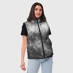Женский жилет Абстракция - black and white metal scuffs, цвет: 3D-черный — фото 2
